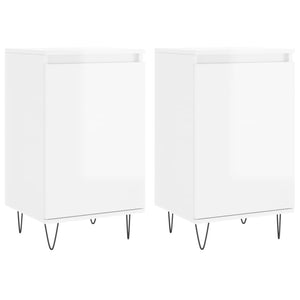Credenze 2 pz Bianco Lucido 40x35x70 cm in Legno Multistrato 831057