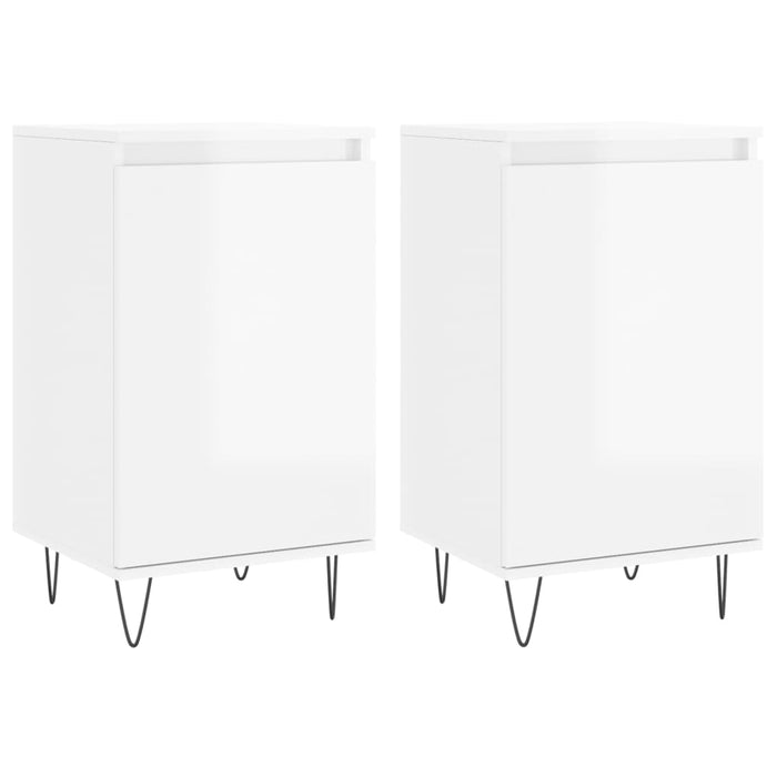 Credenze 2 pz Bianco Lucido 40x35x70 cm in Legno Multistrato 831057