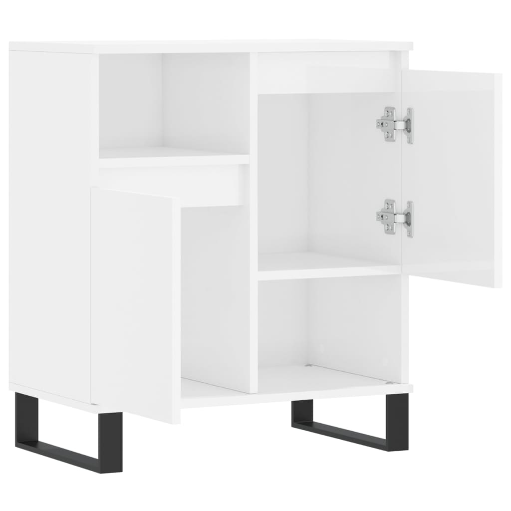 Credenza Bianco Lucido 60x35x70 cm in Legno Multistrato 831198