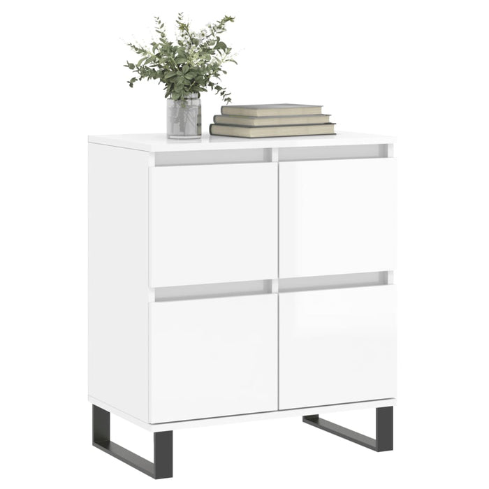 Credenza Bianco Lucido 60x35x70 cm in Legno Multistrato 831222