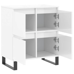 Credenza Bianco Lucido 60x35x70 cm in Legno Multistrato 831222
