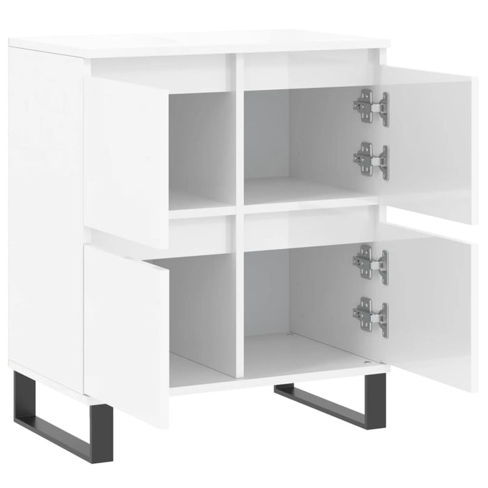 Credenza Bianco Lucido 60x35x70 cm in Legno Multistrato 831222