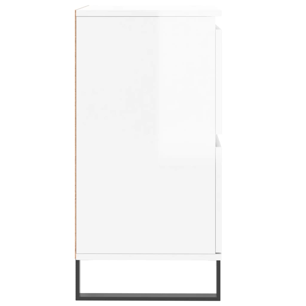 Credenza Bianco Lucido 60x35x70 cm in Legno Multistrato 831222