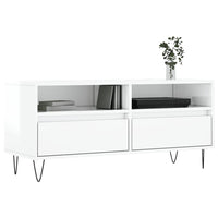 Mobile Porta TV Bianco Lucido 100x34,5x44,5cm Legno Multistrato 831238