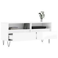 Mobile Porta TV Bianco Lucido 100x34,5x44,5cm Legno Multistrato 831238