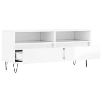 Mobile Porta TV Bianco Lucido 100x34,5x44,5cm Legno Multistrato 831238