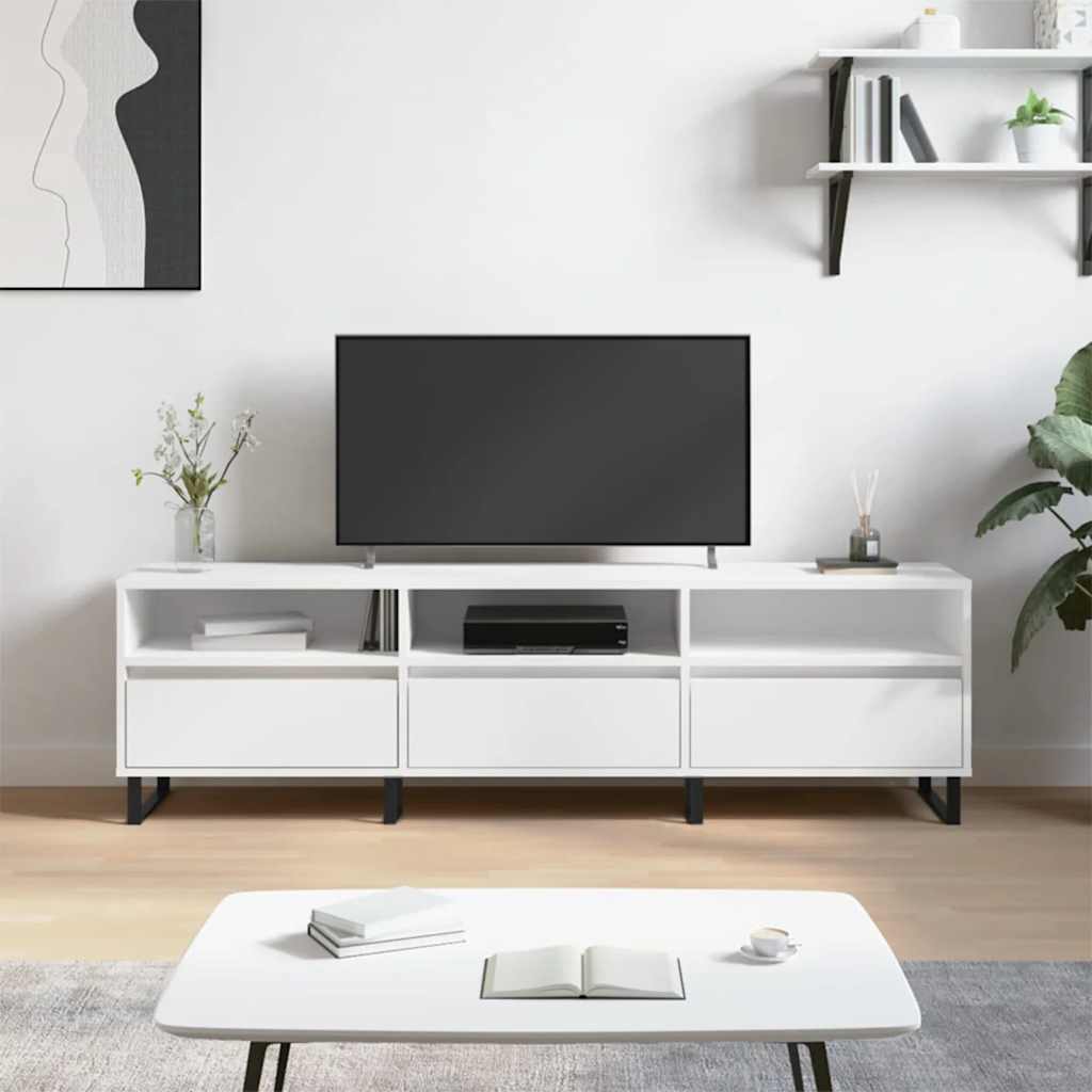 Mobile Porta TV-Mobile per TV-Credenza TV Bianco 150x30x44,5 cm in Legno Multistrato 939037