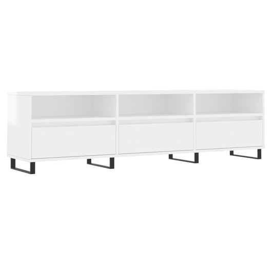 Mobile TV multimediale scaffale per televisione televisore buffet sala da pranzo soggiorno camera da letto lucido 150 x 30 x 44,5 cm derivati ​​del legno bianco 02_0027029