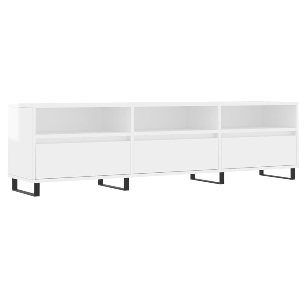 Mobile Porta TV Bianco Lucido 150x30x44,5 cm Legno Multistrato 831302