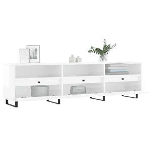 Mobile Porta TV Bianco Lucido 150x30x44,5 cm Legno Multistrato 831302