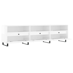 Mobile TV multimediale scaffale per televisione televisore buffet sala da pranzo soggiorno camera da letto lucido 150 x 30 x 44,5 cm derivati ​​del legno bianco 02_0027029