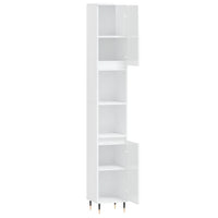 Armadietto Bagno Bianco Lucido 30x30x190cm in Legno Multistrato 831526
