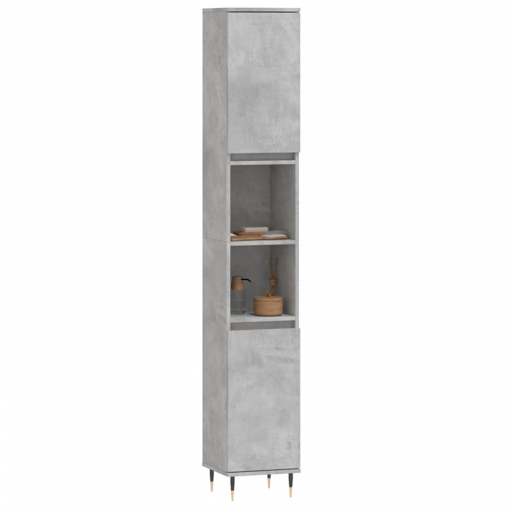 Armadietto Bagno Grigio Cemento 30x30x190 cm Legno Multistratocod mxl 128172