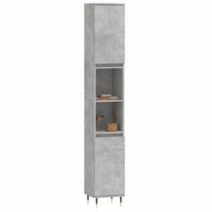 Armadietto Bagno Grigio Cemento 30x30x190 cm Legno Multistratocod mxl 128172