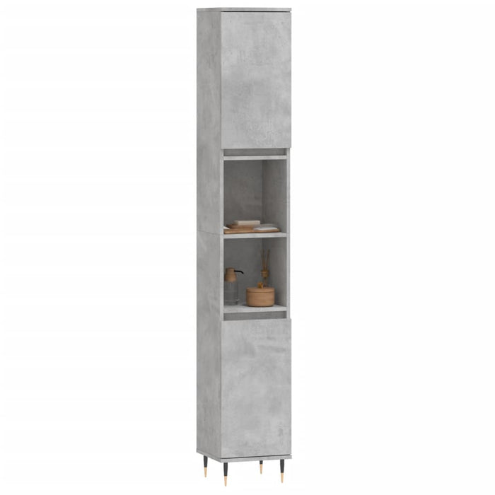 Armadietto Bagno Grigio Cemento 30x30x190 cm Legno Multistratocod mxl 128172