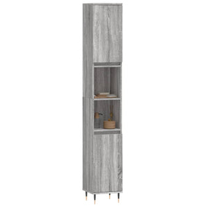 Armadietto Bagno Grigio Sonoma 30x30x190cm in Legno Multistrato 831530