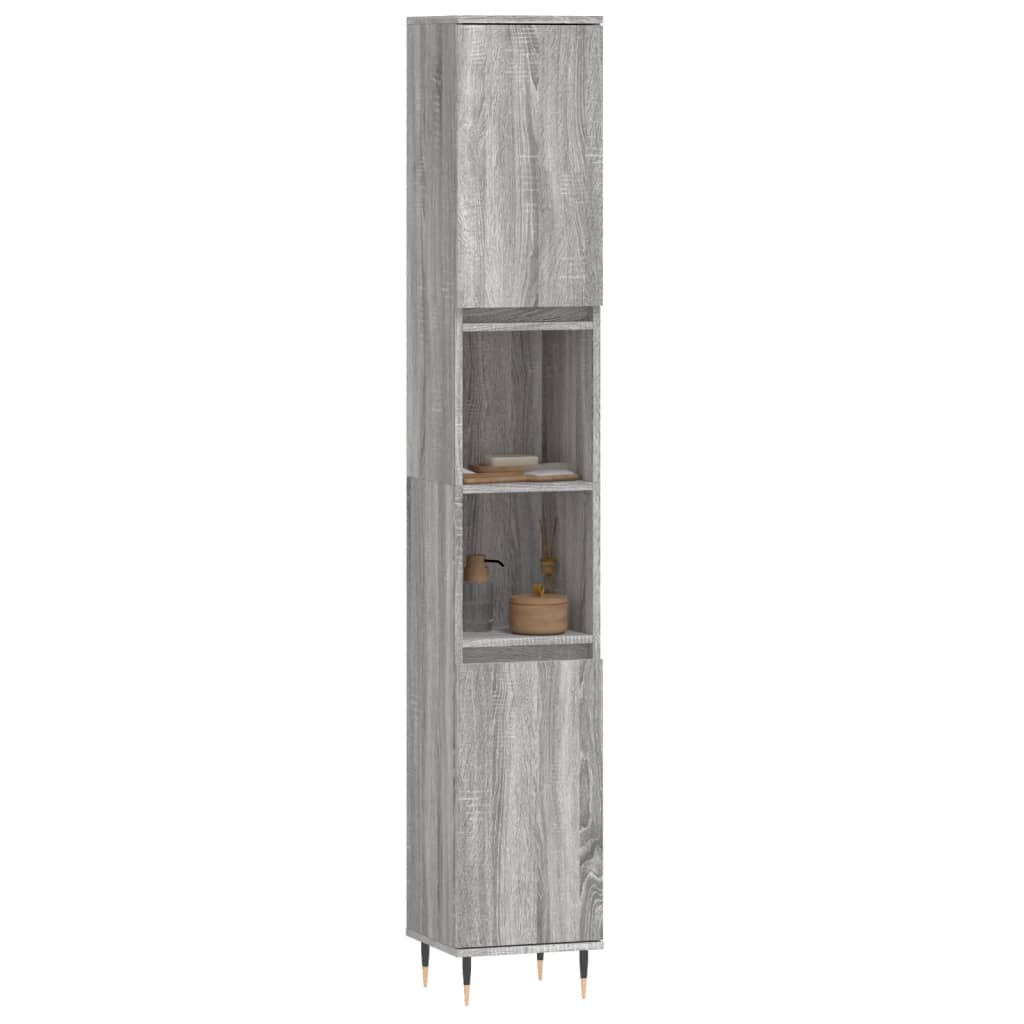 Armadietto Bagno Grigio Sonoma 30x30x190cm in Legno Multistratocod mxl 104900