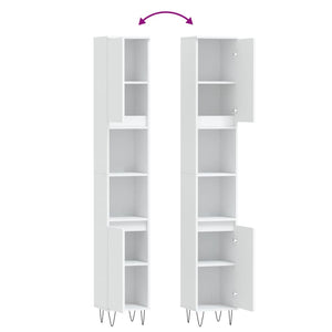 Armadietto da Bagno Bianco 30x30x190 cm in Legno Multistrato 831532