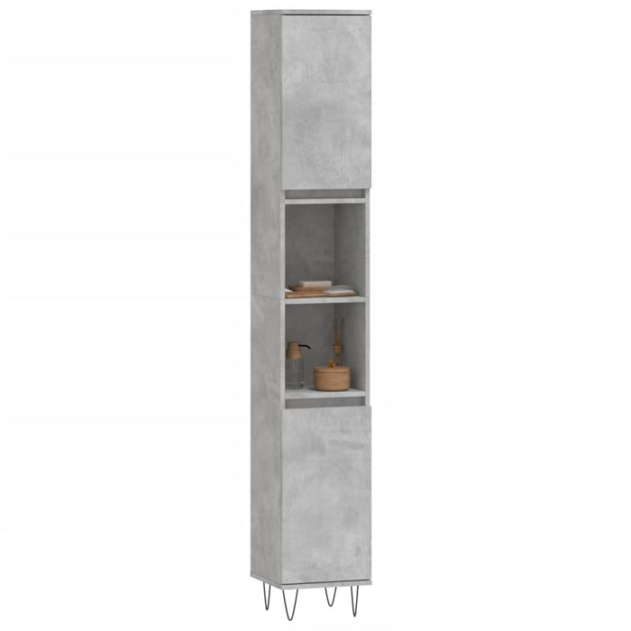 Armadietto Bagno Grigio Cemento 30x30x190 cm Legno Multistrato 831536