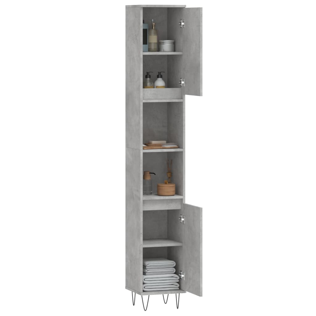 Armadietto Bagno Grigio Cemento 30x30x190 cm Legno Multistrato 831536