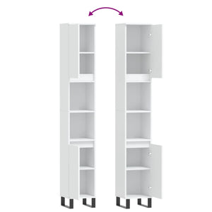 Armadietto da Bagno Bianco 30x30x190 cm in Legno Multistrato 831540