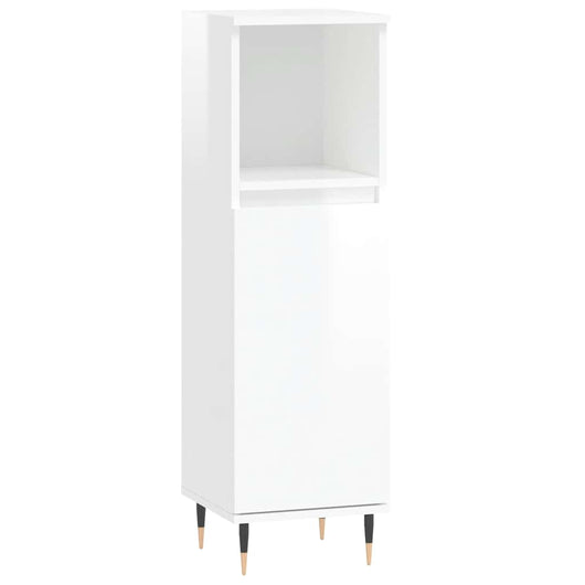Armadietto Bagno Bianco Lucido 30x30x100cm in Legno Multistratocod mxl 80359