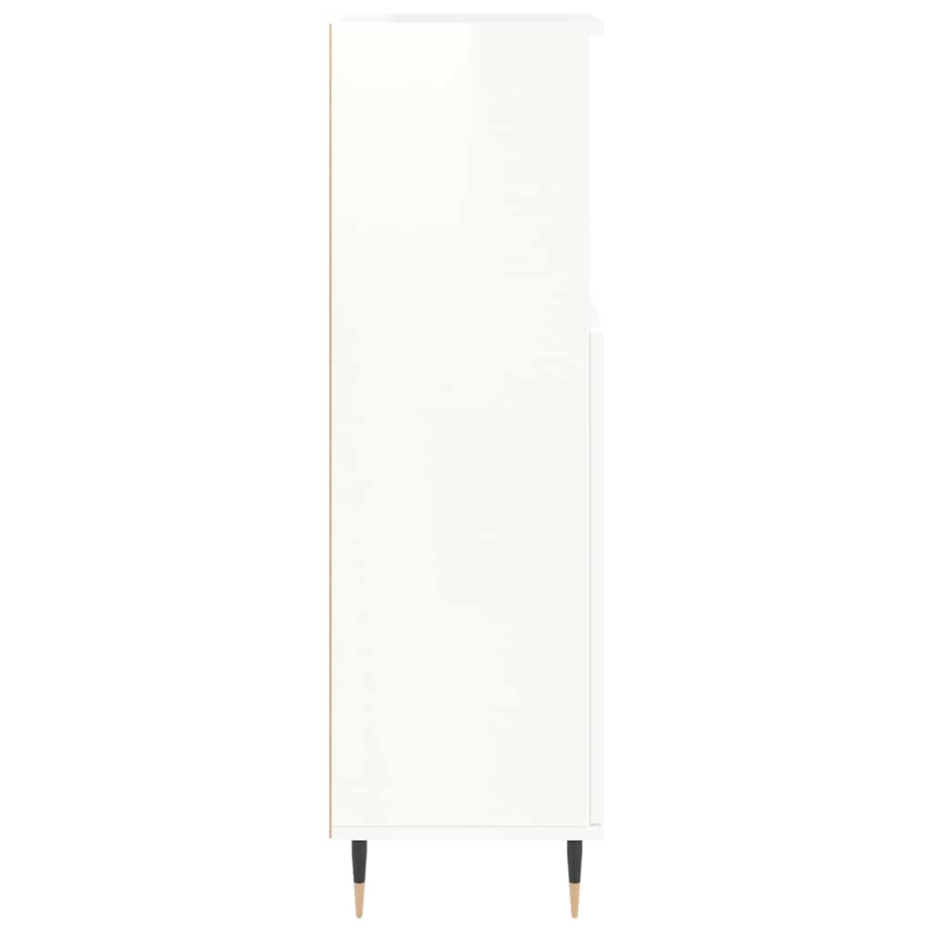 Armadietto Bagno Bianco Lucido 30x30x100cm in Legno Multistrato 831550