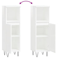 Armadietto Bagno Bianco Lucido 30x30x100cm in Legno Multistrato 831558