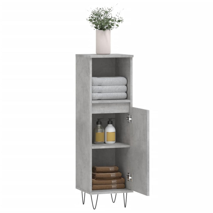Armadietto Bagno Grigio Cemento 30x30x100 cm Legno Multistrato 831560