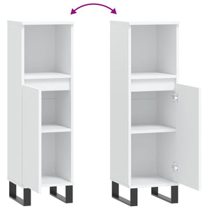 Armadietto da Bagno Bianco 30x30x100 cm in Legno Multistrato 831564