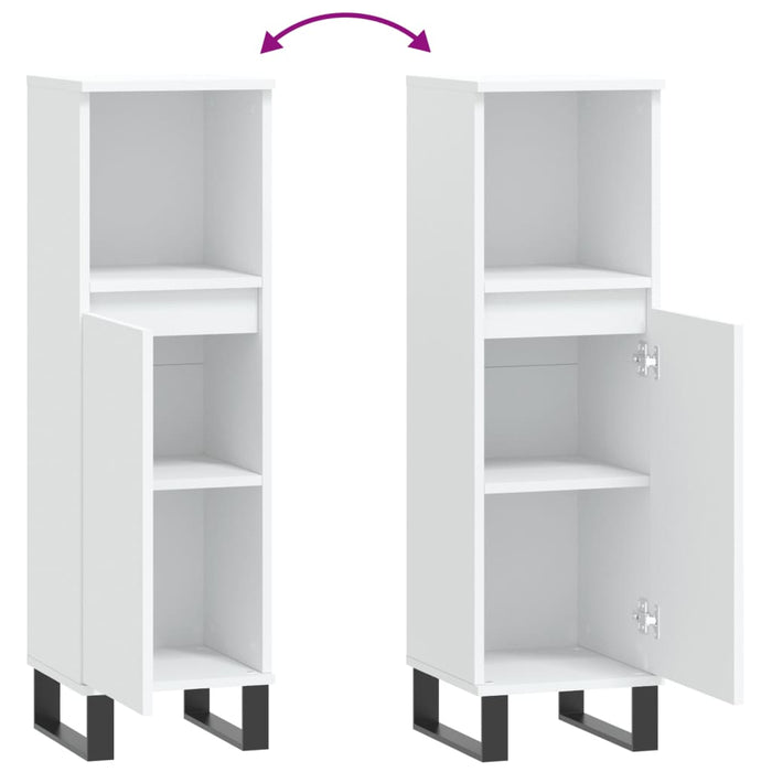 Armadietto da Bagno Bianco 30x30x100 cm in Legno Multistrato 831564