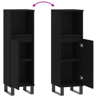 Armadietto da Bagno Nero 30x30x100 cm in Legno Multistrato 831565