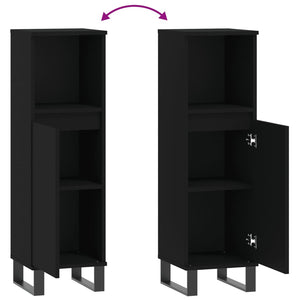 Armadietto da Bagno Nero 30x30x100 cm in Legno Multistrato 831565