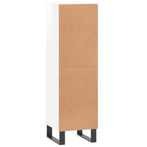 Armadietto Bagno Bianco Lucido 30x30x100cm in Legno Multistrato 831566