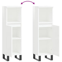 Armadietto Bagno Bianco Lucido 30x30x100cm in Legno Multistrato 831566