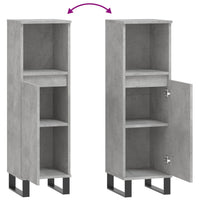 Armadietto Bagno Grigio Cemento 30x30x100 cm Legno Multistrato 831568