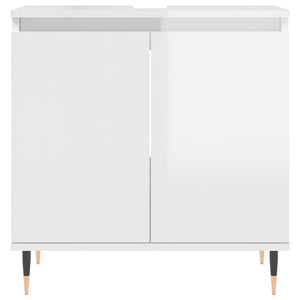 Armadietto Bagno Bianco Lucido 58x33x60cm in Legno Multistrato