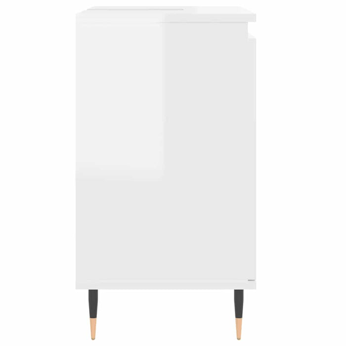 Armadietto Bagno Bianco Lucido 58x33x60cm in Legno Multistrato