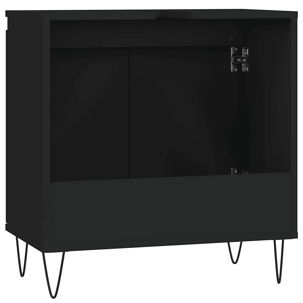 vidaXL Mobile da Bagno Nero 58x33x60 cm in Legno Multistrato