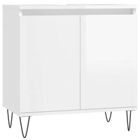 Armadietto Bagno Bianco Lucido 58x33x60cm in Legno Multistrato 831582