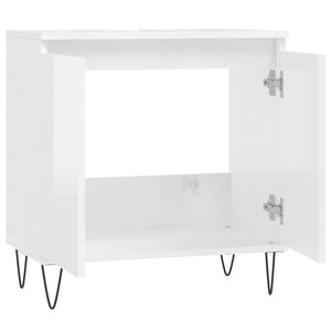 Armadietto Bagno Bianco Lucido 58x33x60cm in Legno Multistrato 831582