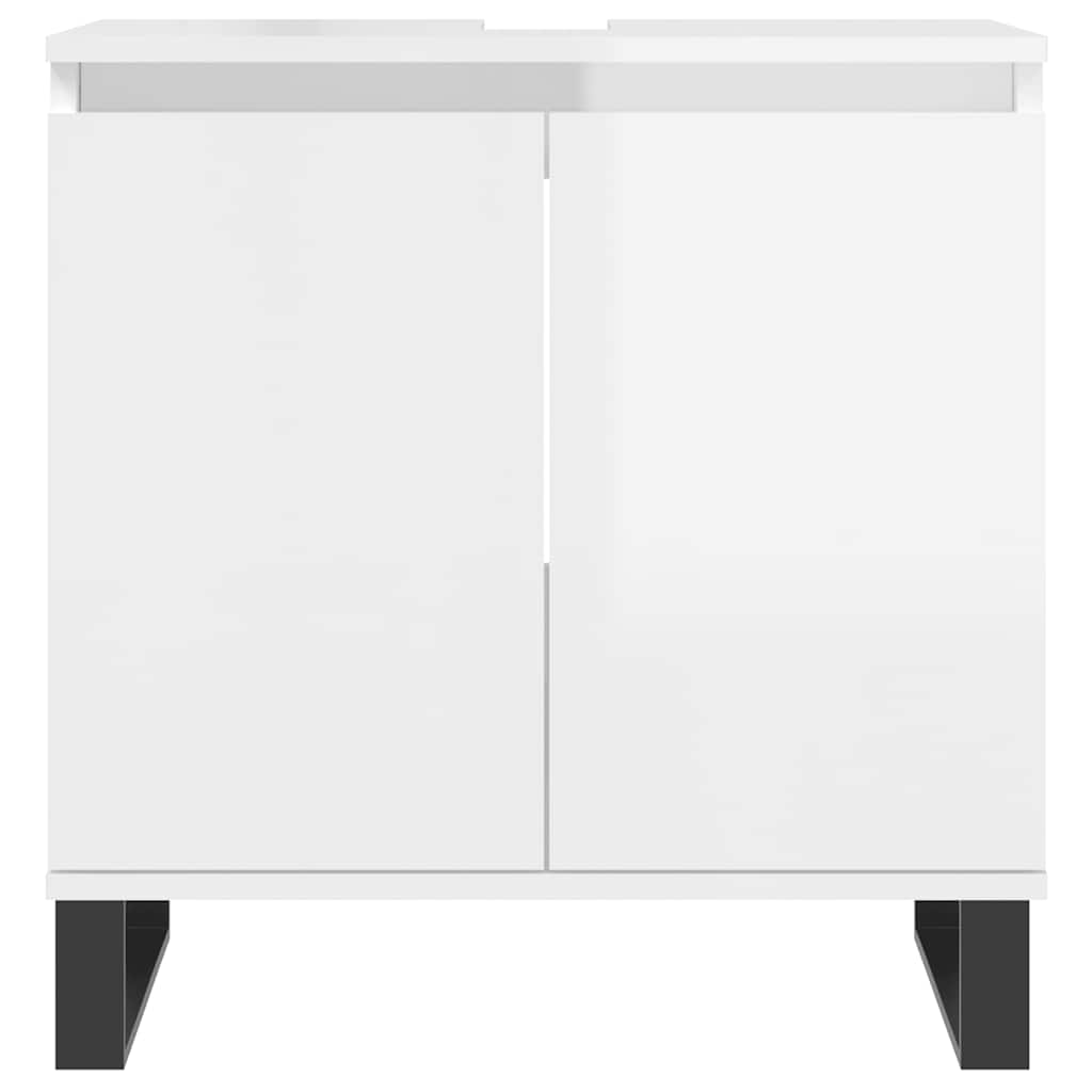 Armadietto Bagno Bianco Lucido 58x33x60cm in Legno Multistrato 831590