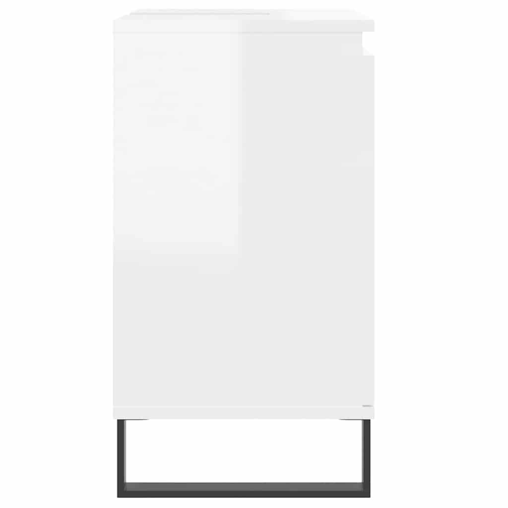 Armadietto Bagno Bianco Lucido 58x33x60cm in Legno Multistrato 831590