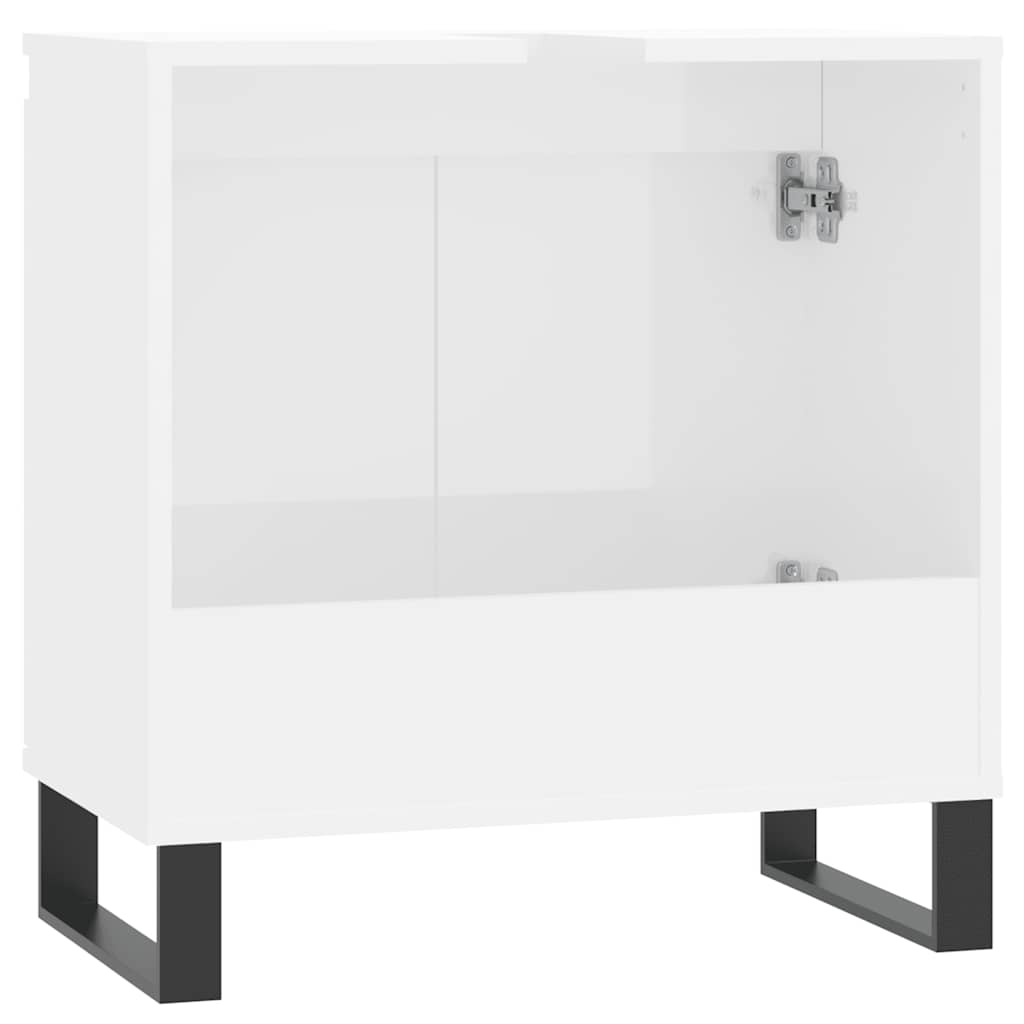 Armadietto Bagno Bianco Lucido 58x33x60cm in Legno Multistrato 831590