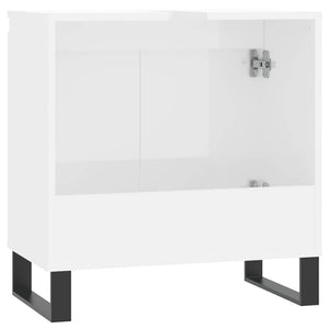 Armadietto Bagno Bianco Lucido 58x33x60cm in Legno Multistrato 831590