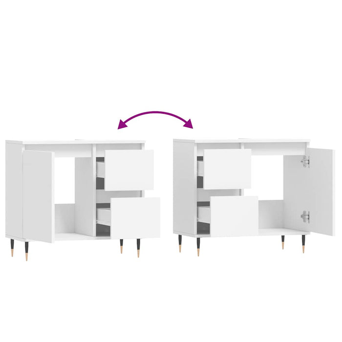 Armadietto da Bagno Bianco 65x33x60 cm in Legno Multistrato 831596