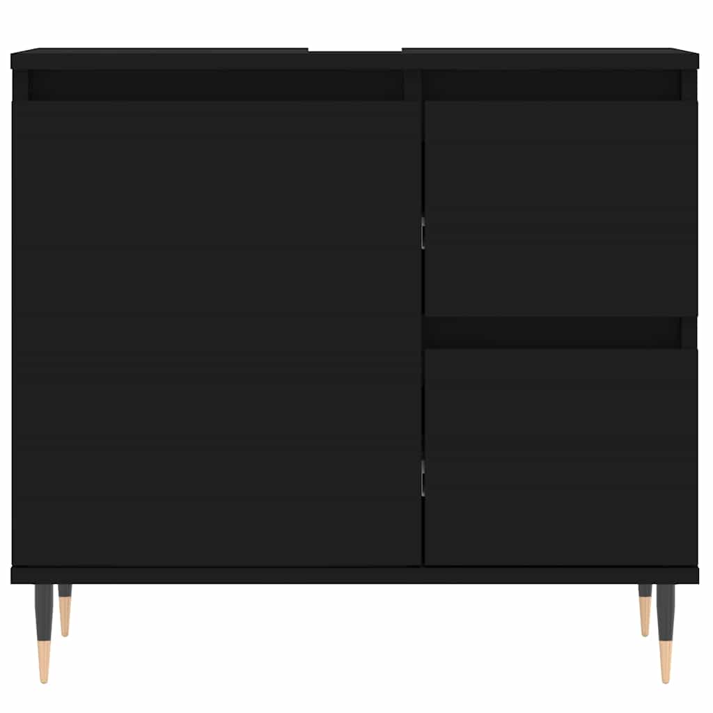 vidaXL Armadietto da Bagno Nero 65x33x60 cm in Legno Multistrato