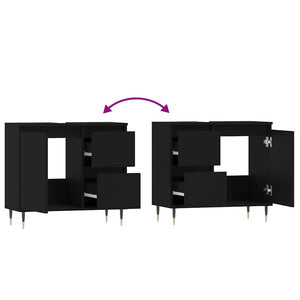 vidaXL Armadietto da Bagno Nero 65x33x60 cm in Legno Multistrato