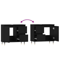 Armadietto da Bagno Nero 65x33x60 cm in Legno Multistrato 831597