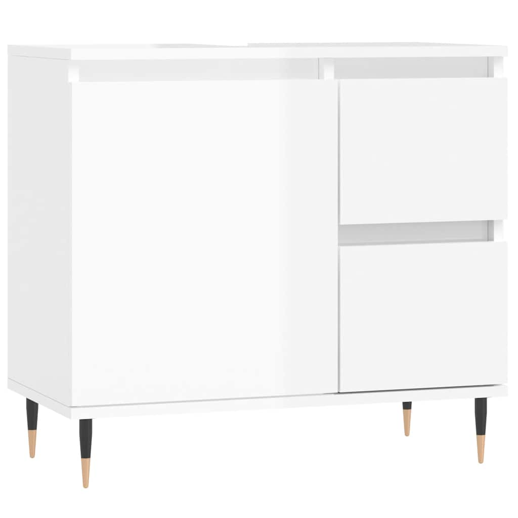 Armadietto Bagno Bianco Lucido 65x33x60cm in Legno Multistratocod mxl 104117